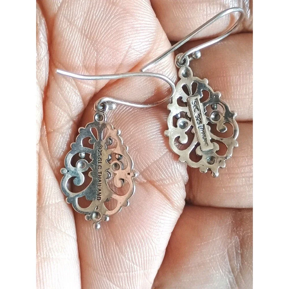 Silver Craft Limited SLC Filagree Marqusite  Sterling Silver Vintage Earrings
